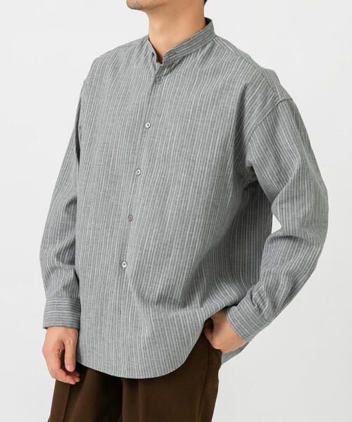 URBAN RESEARCH ROSSO MEN(アーバンリサーチロッソメン)の「ストライプバンドカラーリラックスシャツ(シャツ/ブラウス・メンズ・ベージュ/グレー・LARGE/MEDIUM)」の13枚目の写真