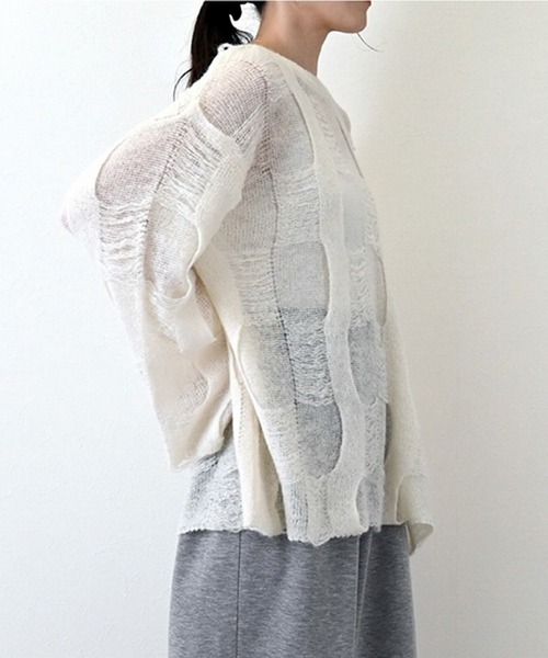 モヘアカーディガン ブロックパターン モヘアカーディガン ブロック