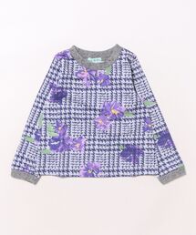 hakka kids（ハッカキッズ）の「グレンチェックアートスミレプリントミニ裏毛トレーナー（スウェット）」