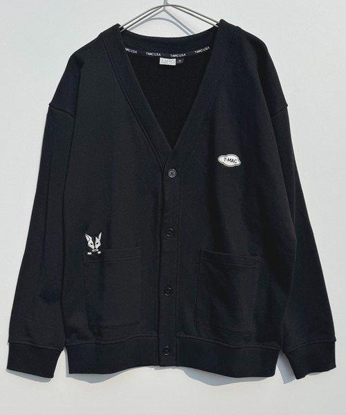 T-MAC キツネのぞき刺繍 オーバーサイズ スウェットカーディガン