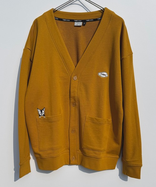 T-MAC キツネのぞき刺繍 オーバーサイズ スウェットカーディガン