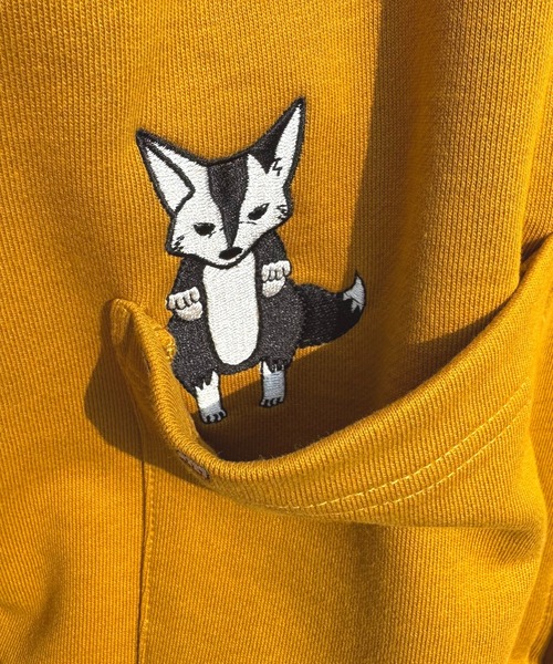 T-MAC キツネのぞき刺繍 オーバーサイズ スウェットカーディガン
