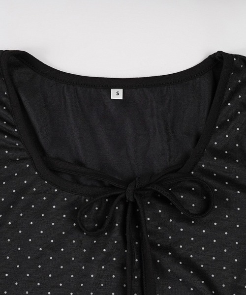 UP START（アップスタート）の「【LAMPOON】ウエストフリルドットロンＴ（Tシャツ/カットソー・レディース・ブラック/ホワイト・MEDIUM/LARGE/SMALL）」の4枚目の写真