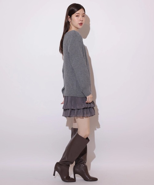 オフネックニット×フリルスカートSET（ワンピース）｜Rirandture