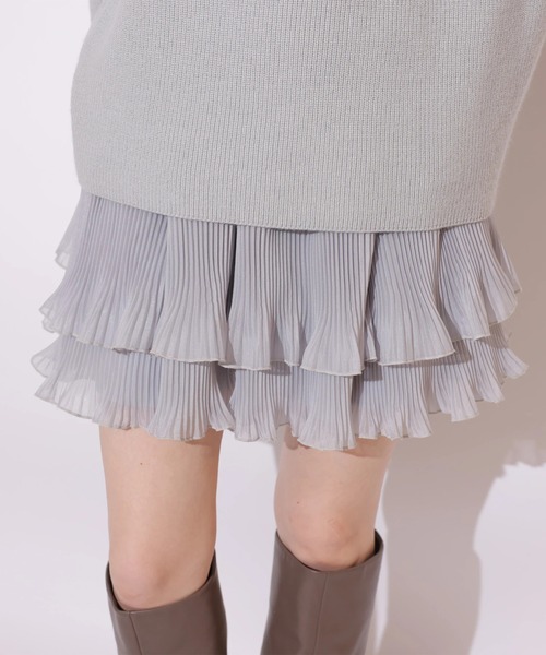 オフネックニット×フリルスカートSET（ワンピース）｜Rirandture