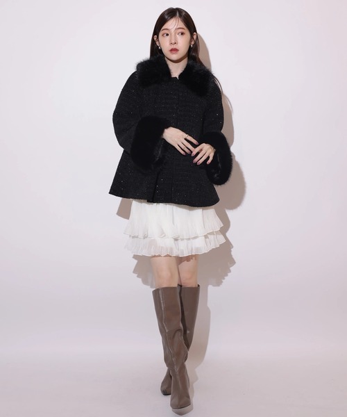 新品未使用　rirandtureフリルスカートセットニットワンピース オフネックニット×フリルスカートSET（ワンピース）｜Rirandture