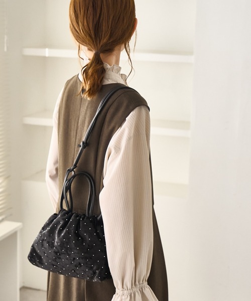ROPE' PICNIC(ロペピクニック)の「2WAYハンドル シャイニーベロアパースバッグ(ハンドバッグ・レディース・ブラック/シルバー・FREE)」の5枚目の写真