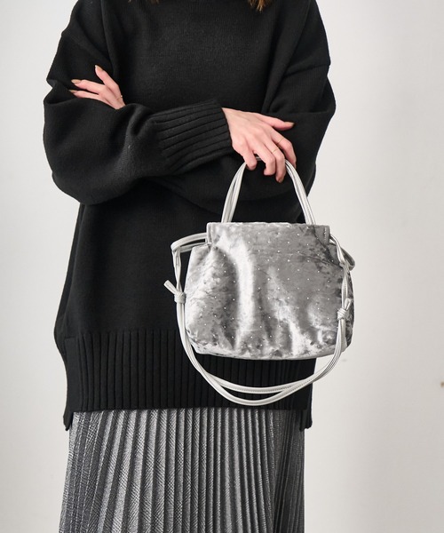 ROPE' PICNIC(ロペピクニック)の「2WAYハンドル シャイニーベロアパースバッグ(ハンドバッグ・レディース・ブラック/シルバー・FREE)」の7枚目の写真