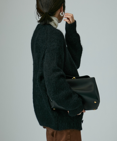 SLOANE（スローン）の「SLOANE スローン 3G天竺アルパカxウール Vネックカーディガン SL10W-980（カーディガン/ボレロ・レディース・ブラック・MEDIUM/X-LARGE）」の9枚目の写真