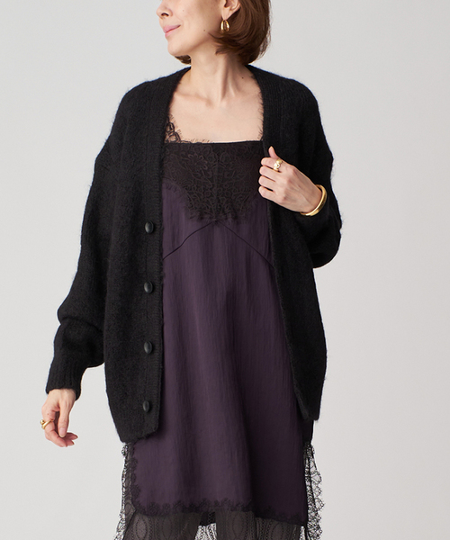 SLOANE（スローン）の「SLOANE スローン 3G天竺アルパカxウール Vネックカーディガン SL10W-980（カーディガン/ボレロ・レディース・ブラック・MEDIUM/X-LARGE）」の13枚目の写真