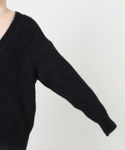 SLOANE（スローン）の「SLOANE スローン 3G天竺アルパカxウール Vネックカーディガン SL10W-980（カーディガン/ボレロ・レディース・ブラック・MEDIUM/X-LARGE）」の4枚目の写真