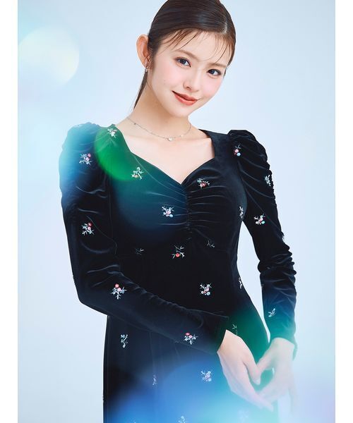 セルフォード 花柄刺繍ベロアワンピース38 花柄刺繍ベロアワンピース(デイリーワンピース)｜DRESS（ドレス