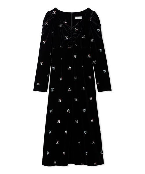 セルフォード 花柄刺繍ベロアワンピース38 花柄刺繍ベロアワンピース（ワンピース）｜CELFORD（セルフォード）の