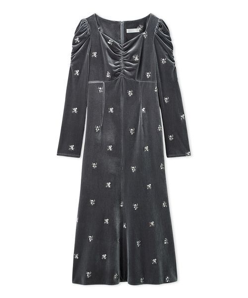 花柄刺繍ベロアワンピース（ワンピース）｜CELFORD（セルフォード）の