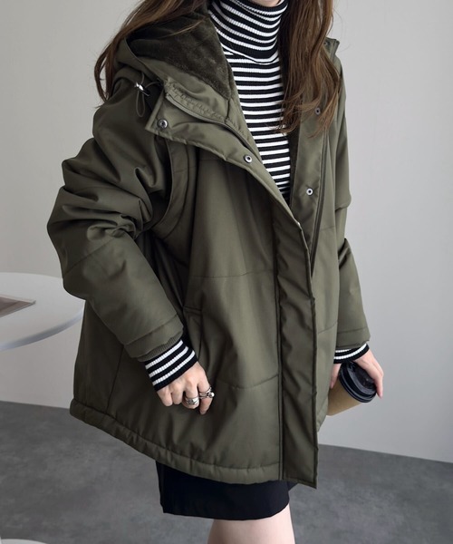 ジャケット・アウター eitakouta セール】[ あったか裏シャギー ] 袖取り外しOK 2WAYミディアムアウター