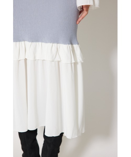 rienda(リエンダ)の「ダブルフリルコンビニットワンピース 秋服 冬服(ワンピース・レディース・ブラウン/ブラック/ライトブルー・FREE)」の13枚目の写真