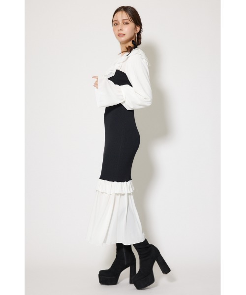 rienda(リエンダ)の「ダブルフリルコンビニットワンピース 秋服 冬服(ワンピース・レディース・ブラウン/ブラック/ライトブルー・FREE)」の5枚目の写真