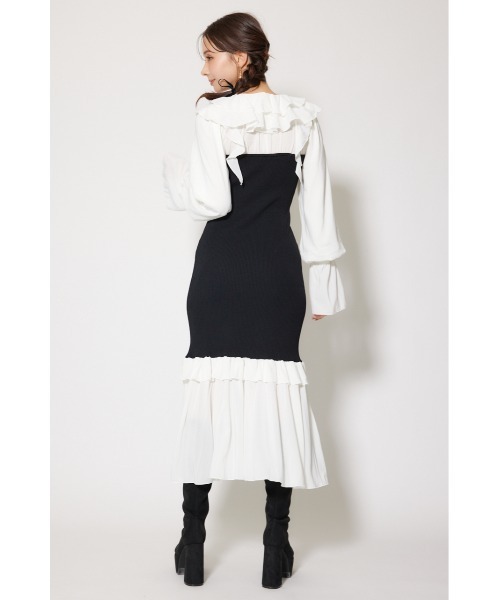 rienda(リエンダ)の「ダブルフリルコンビニットワンピース 秋服 冬服(ワンピース・レディース・ブラウン/ブラック/ライトブルー・FREE)」の6枚目の写真