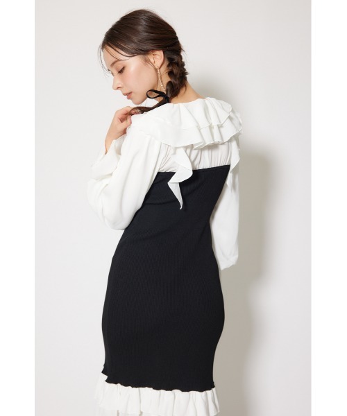 rienda(リエンダ)の「ダブルフリルコンビニットワンピース 秋服 冬服(ワンピース・レディース・ブラウン/ブラック/ライトブルー・FREE)」の8枚目の写真