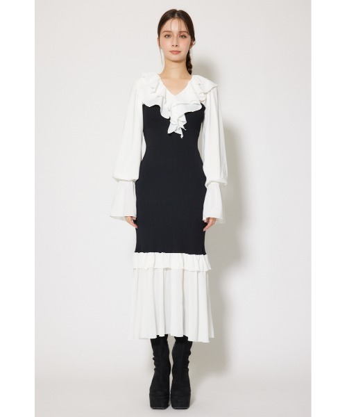 rienda(リエンダ)の「ダブルフリルコンビニットワンピース 秋服 冬服(ワンピース・レディース・ブラウン/ブラック/ライトブルー・FREE)」の14枚目の写真