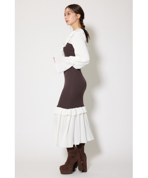 rienda(リエンダ)の「ダブルフリルコンビニットワンピース 秋服 冬服(ワンピース・レディース・ブラウン/ブラック/ライトブルー・FREE)」の16枚目の写真