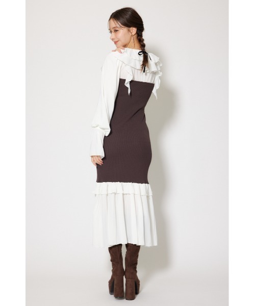 rienda(リエンダ)の「ダブルフリルコンビニットワンピース 秋服 冬服(ワンピース・レディース・ブラウン/ブラック/ライトブルー・FREE)」の17枚目の写真