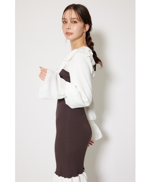 rienda(リエンダ)の「ダブルフリルコンビニットワンピース 秋服 冬服(ワンピース・レディース・ブラウン/ブラック/ライトブルー・FREE)」の19枚目の写真