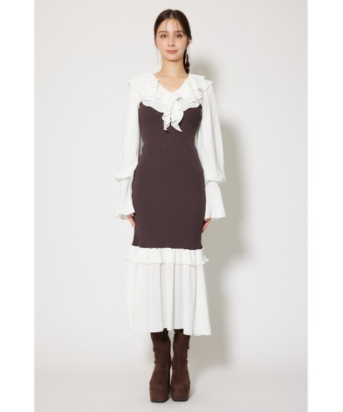 rienda(リエンダ)の「ダブルフリルコンビニットワンピース 秋服 冬服(ワンピース・レディース・ブラウン/ブラック/ライトブルー・FREE)」の20枚目の写真