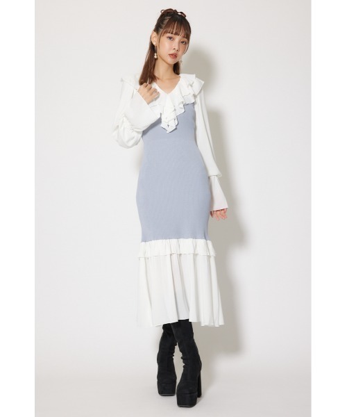 rienda(リエンダ)の「ダブルフリルコンビニットワンピース 秋服 冬服(ワンピース・レディース・ブラウン/ブラック/ライトブルー・FREE)」の21枚目の写真