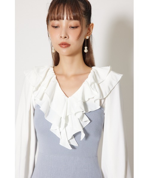 rienda(リエンダ)の「ダブルフリルコンビニットワンピース 秋服 冬服(ワンピース・レディース・ブラウン/ブラック/ライトブルー・FREE)」の9枚目の写真