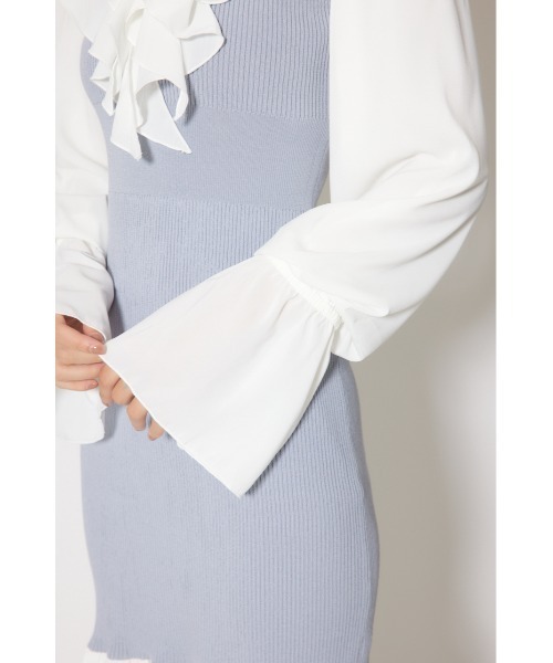 rienda(リエンダ)の「ダブルフリルコンビニットワンピース 秋服 冬服(ワンピース・レディース・ブラウン/ブラック/ライトブルー・FREE)」の12枚目の写真