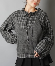 ランダムチェックアンサンブルトップス　Fサイズ アンサンブル チェック」に該当するトップスファッション通販