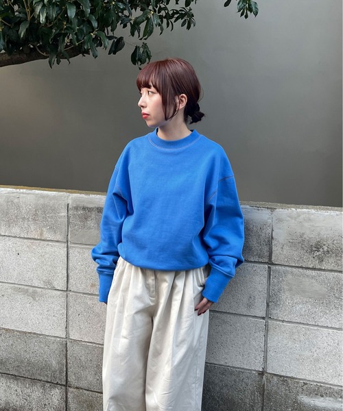 CITEN(シテン)の「<CITEN>カラーステッチボリュームスリーブスウェット(スウェット・レディース・コバルトブルー/オフホワイト・FREE)」の1枚目の写真