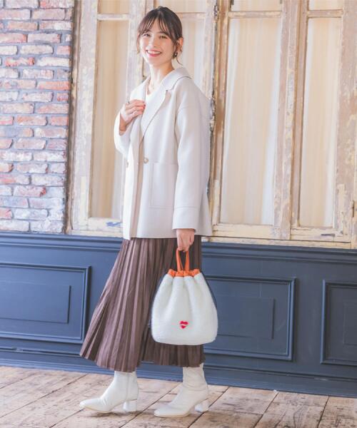 ITS'DEMO（イッツデモ）の「裏リブミディ丈ダブルコート（チェスターコート・レディース・ライトグレー/アイボリー/ブラウン系その他/ライトベージュ・00）」の10枚目の写真