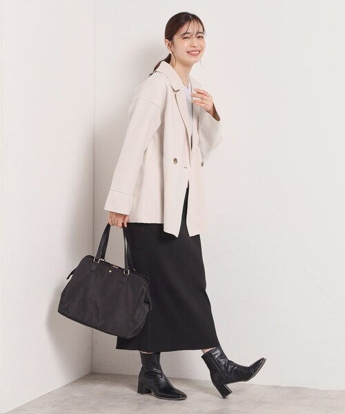 ITS'DEMO（イッツデモ）の「裏リブミディ丈ダブルコート（チェスターコート・レディース・ライトグレー/アイボリー/ブラウン系その他/ライトベージュ・00）」の19枚目の写真