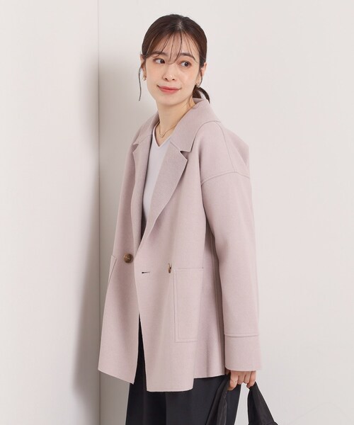 ITS'DEMO（イッツデモ）の「裏リブミディ丈ダブルコート（チェスターコート・レディース・ライトグレー/アイボリー/ブラウン系その他/ライトベージュ・00）」の21枚目の写真