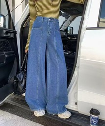 センターライン ワイドデニムパンツ