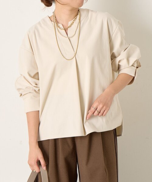 Jena espace merveilleux(ジェナ エスパスメルヴェイユ)の「【伸縮性抜群◎】ストレッチ起毛ネックブラウス(シャツ/ブラウス・レディース・ブラック/ブルー/アイボリー・FREE)」の2枚目の写真