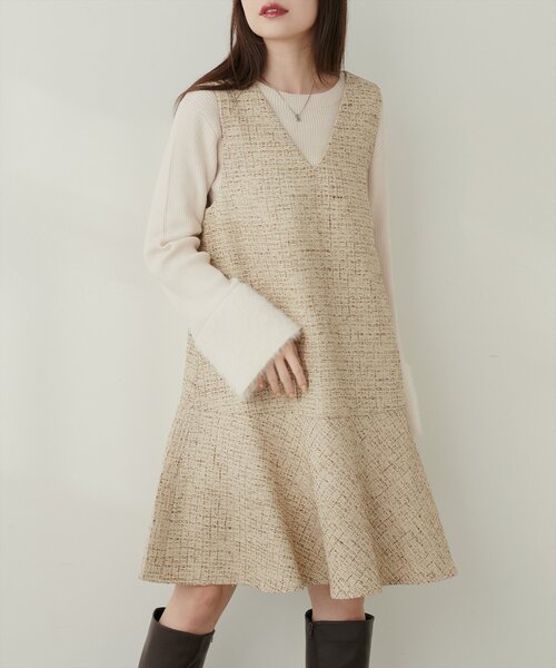 natural couture(ナチュラルクチュール)の「〈canami〉袖口フェザーリブニットプルオーバー(ニット/セーター・レディース・モカ/ピンク/アイボリー/ブラック・FREE)」の7枚目の写真