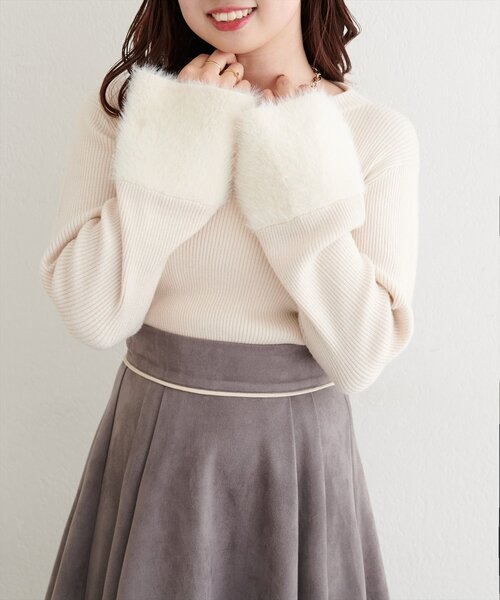 natural couture(ナチュラルクチュール)の「〈canami〉袖口フェザーリブニットプルオーバー(ニット/セーター・レディース・モカ/ピンク/アイボリー/ブラック・FREE)」の9枚目の写真