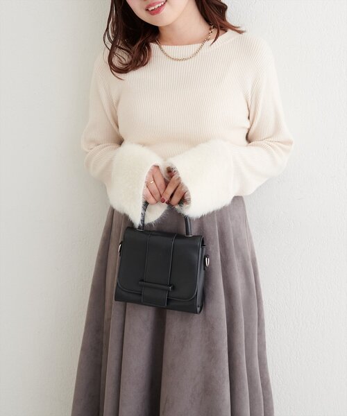 natural couture(ナチュラルクチュール)の「〈canami〉袖口フェザーリブニットプルオーバー(ニット/セーター・レディース・モカ/ピンク/アイボリー/ブラック・FREE)」の10枚目の写真