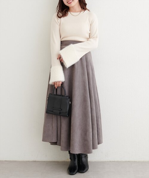 natural couture(ナチュラルクチュール)の「〈canami〉袖口フェザーリブニットプルオーバー(ニット/セーター・レディース・モカ/ピンク/アイボリー/ブラック・FREE)」の13枚目の写真