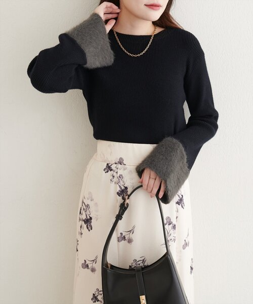 natural couture(ナチュラルクチュール)の「〈canami〉袖口フェザーリブニットプルオーバー(ニット/セーター・レディース・モカ/ピンク/アイボリー/ブラック・FREE)」の16枚目の写真