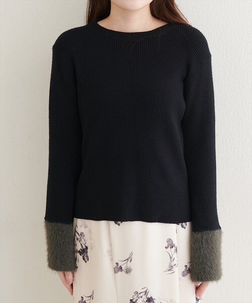 natural couture(ナチュラルクチュール)の「〈canami〉袖口フェザーリブニットプルオーバー(ニット/セーター・レディース・モカ/ピンク/アイボリー/ブラック・FREE)」の19枚目の写真
