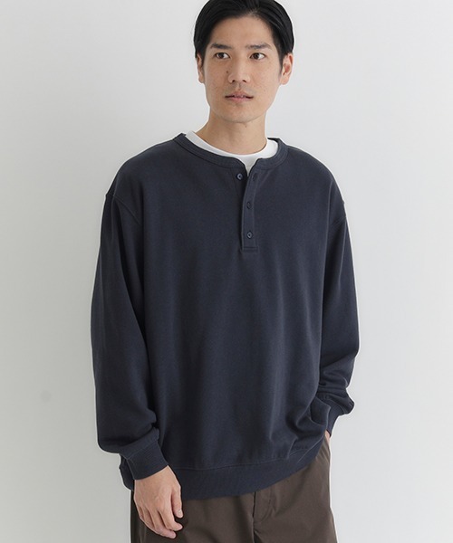 BACK NUMBER（バックナンバー）の「【BACK NUMBER】スウェットヘンリーネックプルオーバートレーナー（スウェット・メンズ・ネイビー/ブラウン/ブラック・L/XL/M）」の3枚目の写真