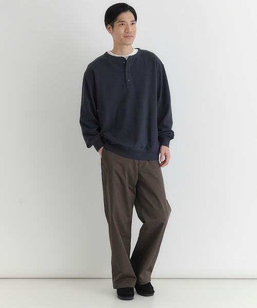 BACK NUMBER（バックナンバー）の「【BACK NUMBER】スウェットヘンリーネックプルオーバートレーナー（スウェット・メンズ・ネイビー/ブラウン/ブラック・L/XL/M）」の4枚目の写真