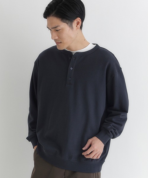 BACK NUMBER（バックナンバー）の「【BACK NUMBER】スウェットヘンリーネックプルオーバートレーナー（スウェット・メンズ・ネイビー/ブラウン/ブラック・L/XL/M）」の5枚目の写真