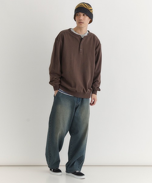 BACK NUMBER（バックナンバー）の「【BACK NUMBER】スウェットヘンリーネックプルオーバートレーナー（スウェット・メンズ・ネイビー/ブラウン/ブラック・L/XL/M）」の8枚目の写真