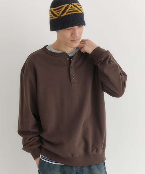 BACK NUMBER（バックナンバー）の「【BACK NUMBER】スウェットヘンリーネックプルオーバートレーナー（スウェット・メンズ・ネイビー/ブラウン/ブラック・L/XL/M）」の9枚目の写真