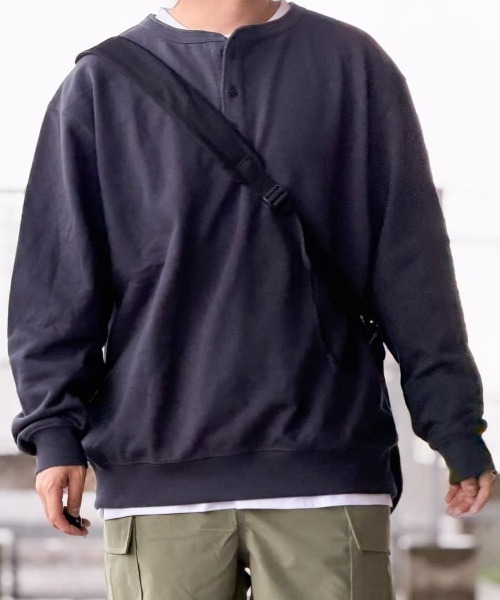 BACK NUMBER（バックナンバー）の「【BACK NUMBER】スウェットヘンリーネックプルオーバートレーナー（スウェット・メンズ・ネイビー/ブラウン/ブラック・L/XL/M）」の13枚目の写真